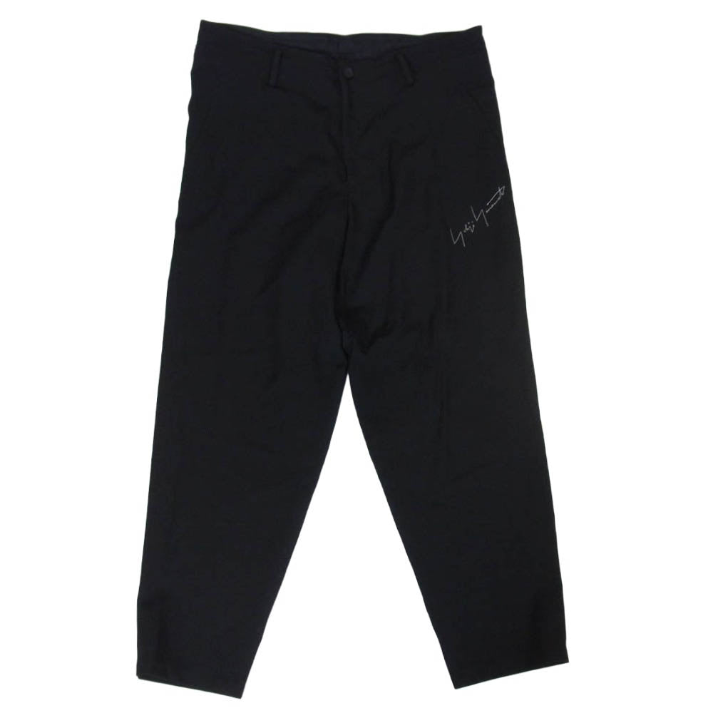 Yohji Yamamoto POUR HOMME ヨウジヤマモトプールオム 20AW HR-P84-506 SIGNATURE EMBROIDERY STRING PANTS ロゴ 刺繍 シグネチャー パンツ ブラック系 2【中古】