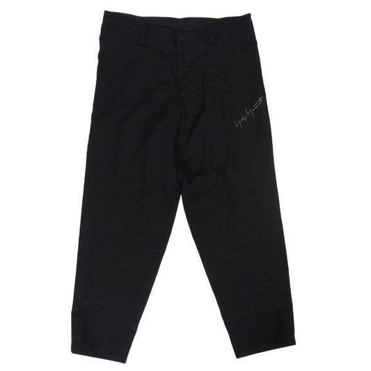 Yohji Yamamoto POUR HOMME ヨウジヤマモトプールオム 20AW HR-P84-506 SIGNATURE EMBROIDERY STRING PANTS ロゴ 刺繍 シグネチャー パンツ ブラック系 2【中古】
