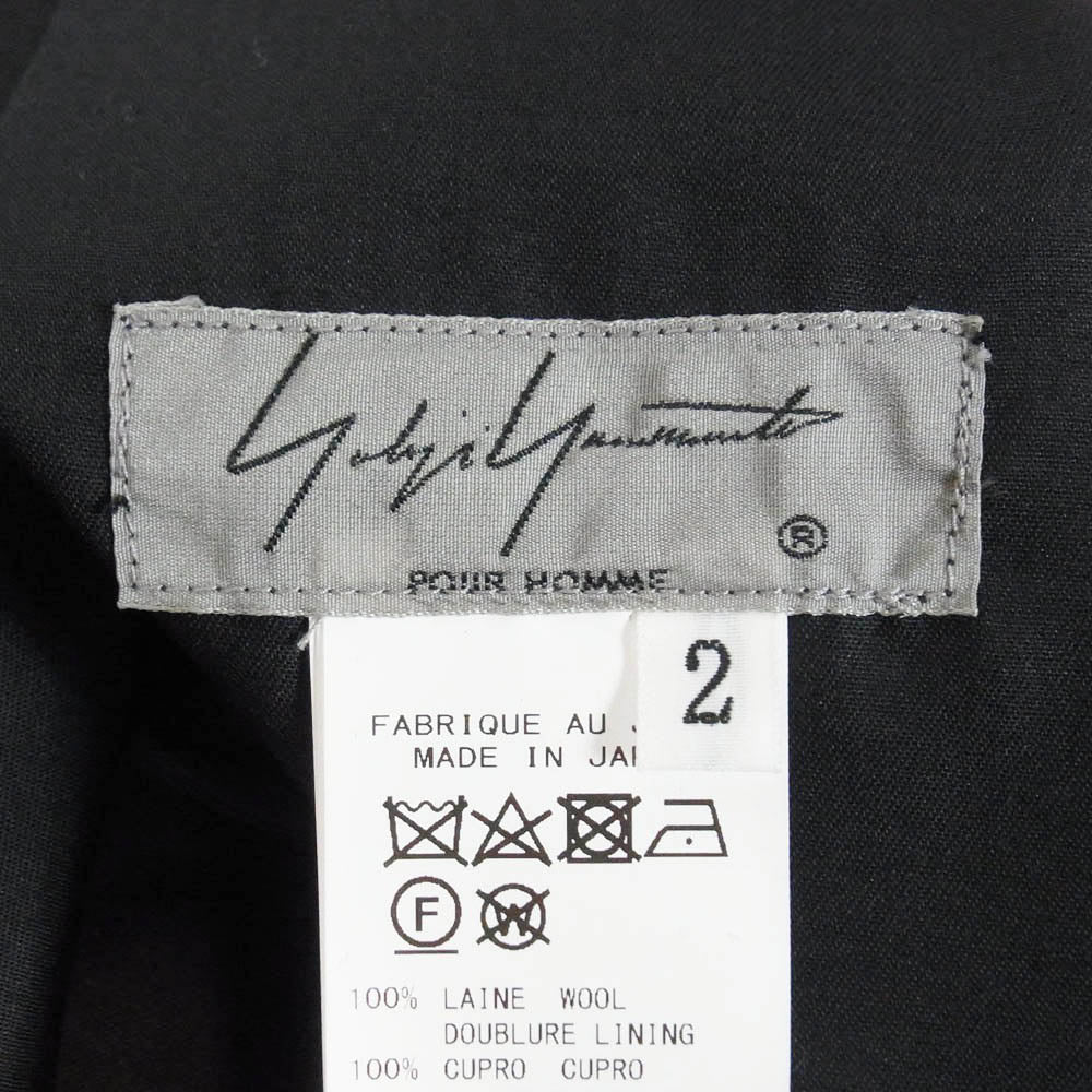 Yohji Yamamoto POUR HOMME ヨウジヤマモトプールオム 20AW HR-P84-506 SIGNATURE EMBROIDERY STRING PANTS ロゴ 刺繍 シグネチャー パンツ ブラック系 2【中古】