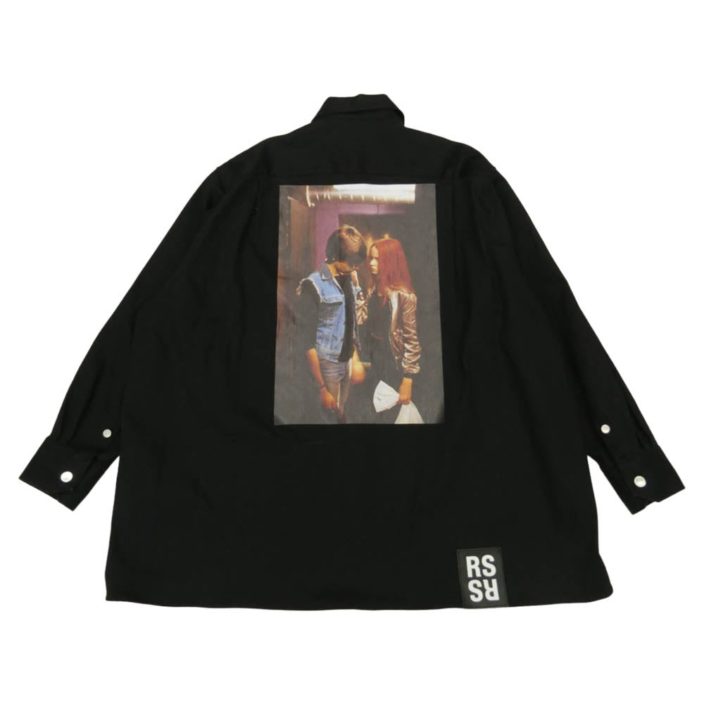 RAF SIMONS ラフシモンズ 18AW 182-247 DENIM EASY FIT SHIRT COUPLE バックプリント デニム イージーフィット シャツ ブラック系 ONE SIZE【中古】
