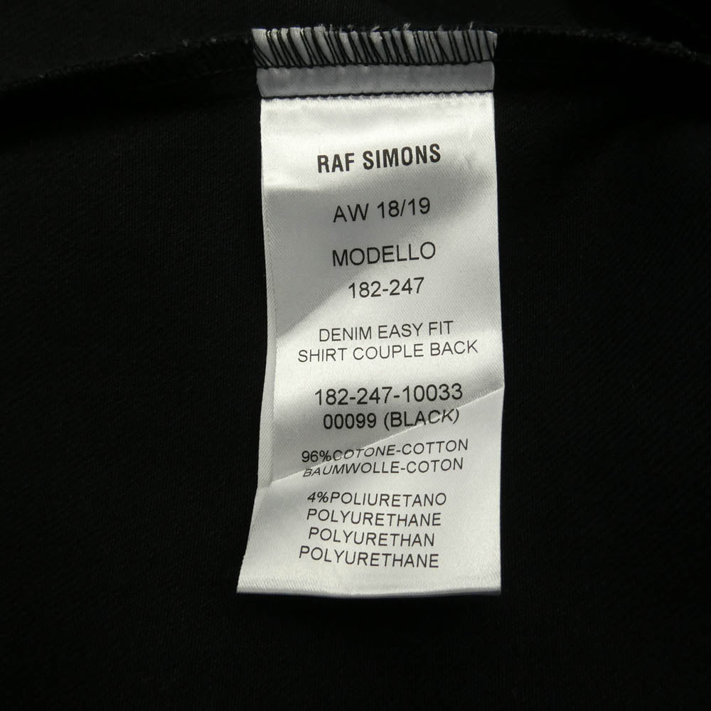 RAF SIMONS ラフシモンズ 18AW 182-247 DENIM EASY FIT SHIRT COUPLE バックプリント デニム イージーフィット シャツ ブラック系 ONE SIZE【中古】
