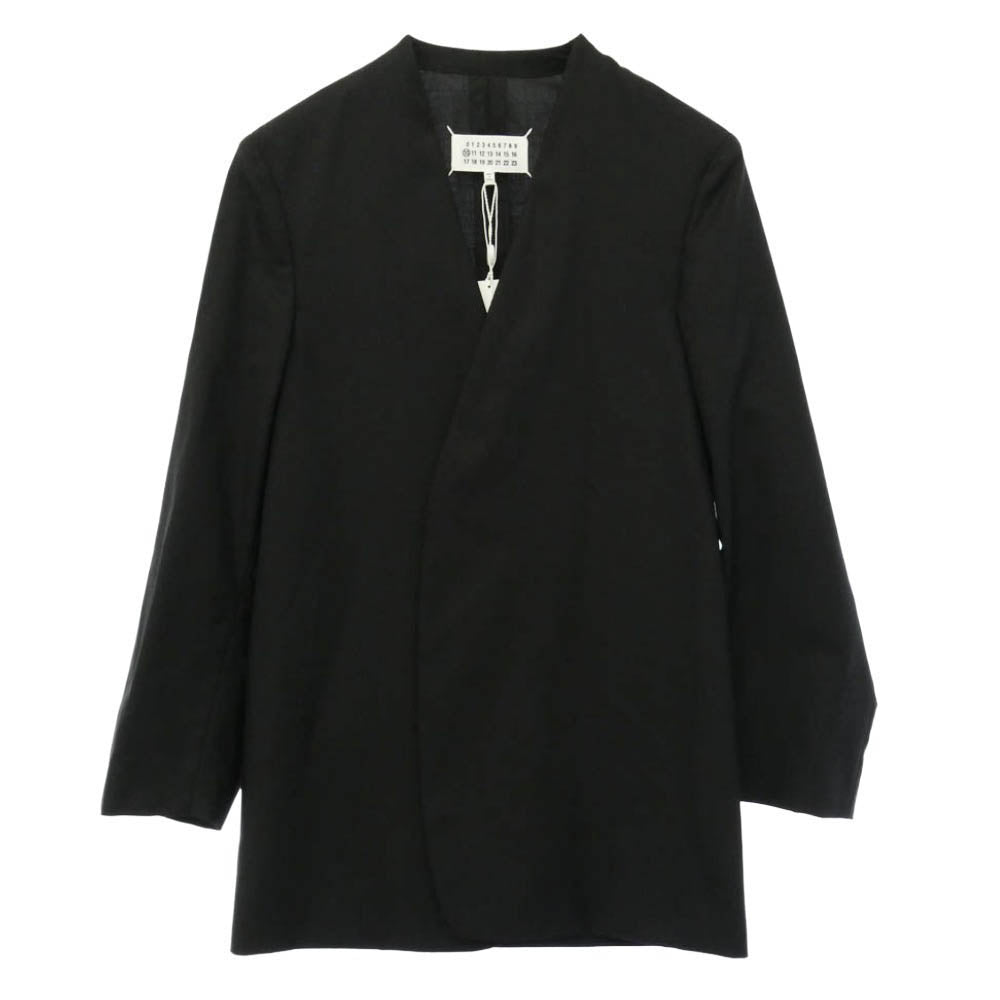 MAISON MARGIELA メゾンマルジェラ 18SS S50BN0336 四つタグ 10ライン NO COLLAR JACKET ノーカラー テーラードジャケット ブラック系 44【極上美品】【中古】