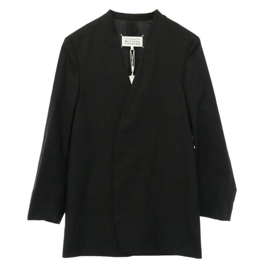 MAISON MARGIELA メゾンマルジェラ 18SS S50BN0336 四つタグ 10ライン NO COLLAR JACKET ノーカラー テーラードジャケット ブラック系 44【極上美品】【中古】