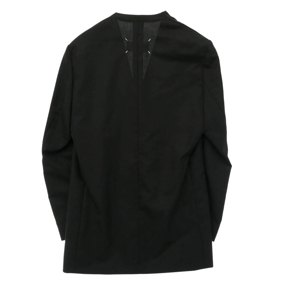 MAISON MARGIELA メゾンマルジェラ 18SS S50BN0336 四つタグ 10ライン NO COLLAR JACKET ノーカラー テーラードジャケット ブラック系 44【極上美品】【中古】