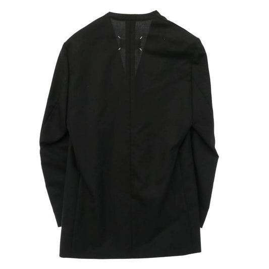 MAISON MARGIELA メゾンマルジェラ 18SS S50BN0336 四つタグ 10ライン NO COLLAR JACKET ノーカラー テーラードジャケット ブラック系 44【極上美品】【中古】
