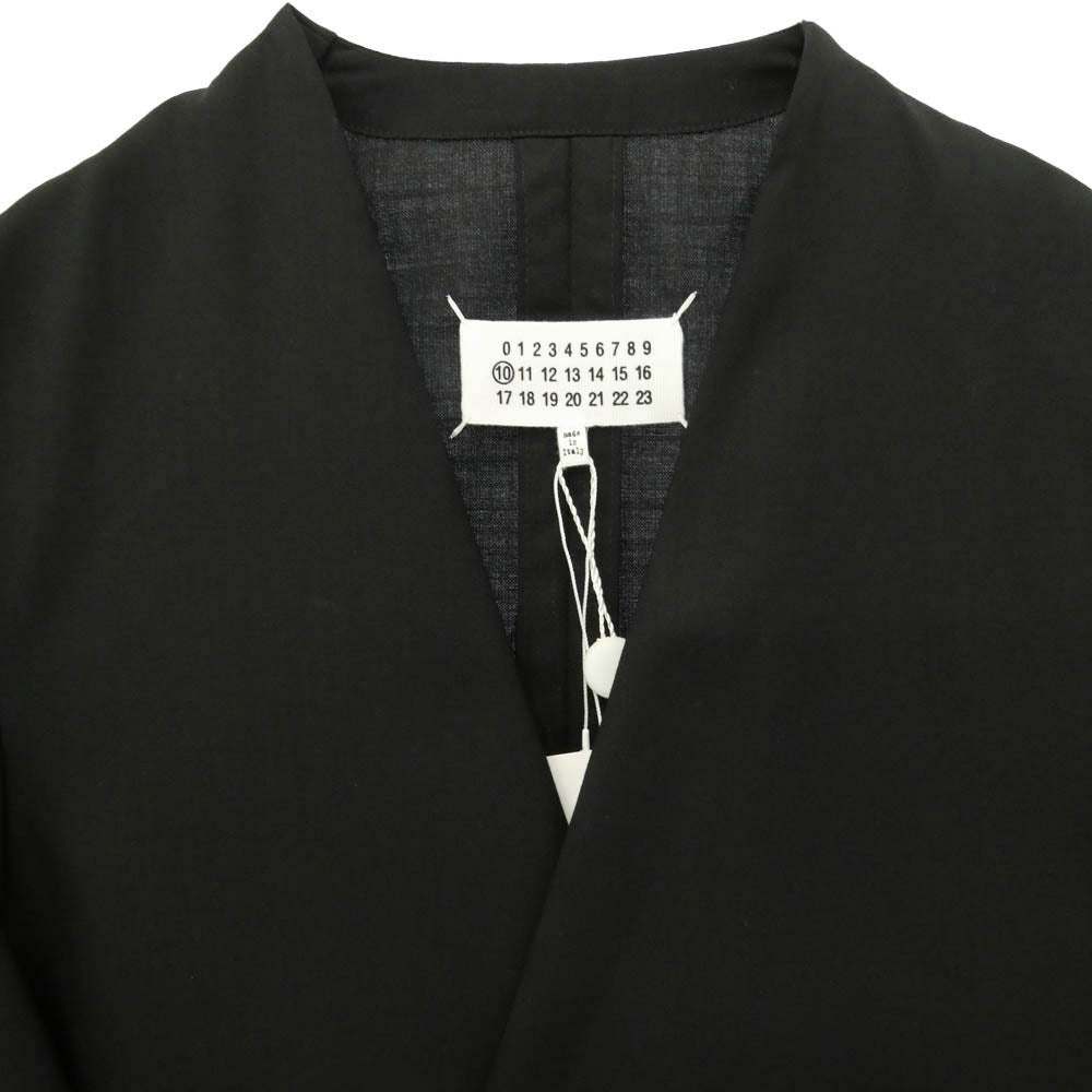 MAISON MARGIELA メゾンマルジェラ 18SS S50BN0336 四つタグ 10ライン NO COLLAR JACKET ノーカラー テーラードジャケット ブラック系 44【極上美品】【中古】