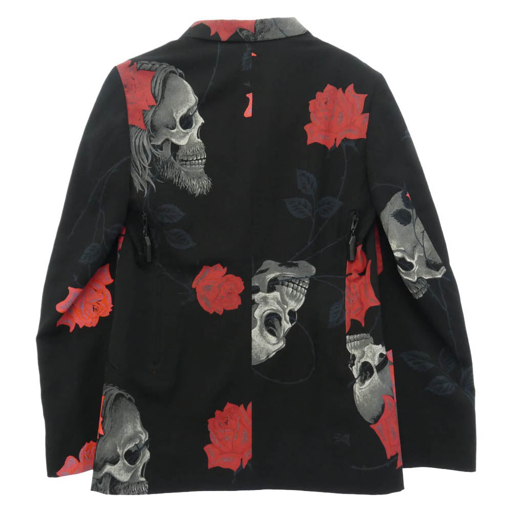 Yohji Yamamoto POUR HOMME ヨウジヤマモトプールオム 18SS HW-J69-106 Skull Rose Zip Tailored Jacket スカル ローズ ウールギャバジン テーラード ジャケット ブラック系 2【中古】