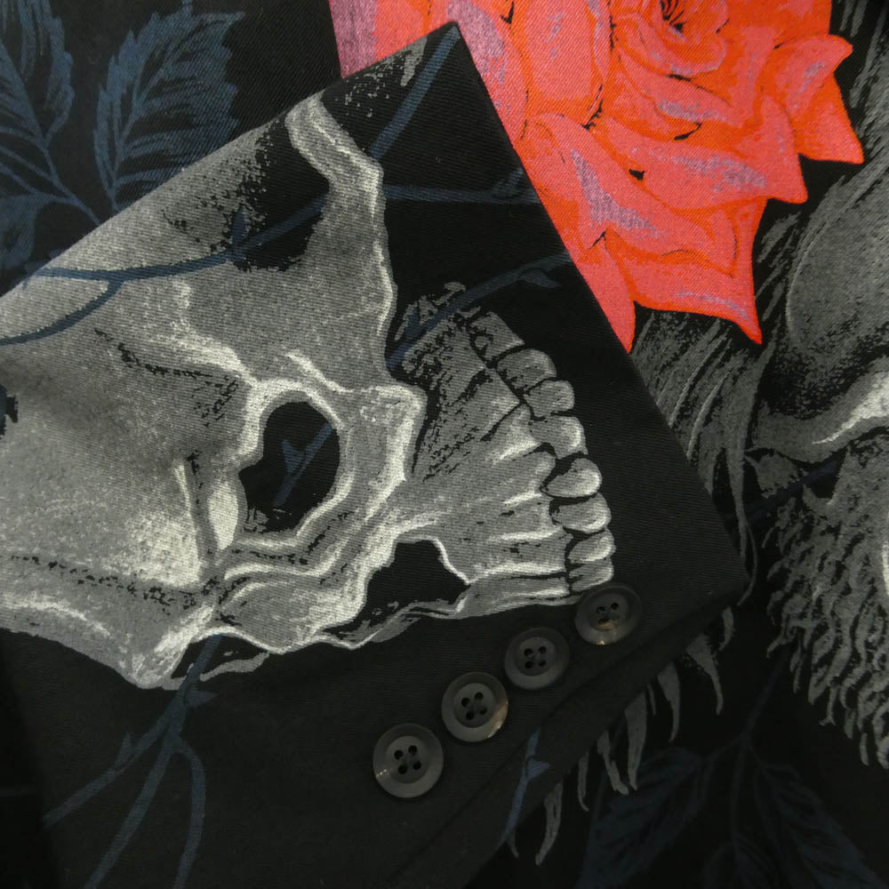Yohji Yamamoto POUR HOMME ヨウジヤマモトプールオム 18SS HW-J69-106 Skull Rose Zip Tailored Jacket スカル ローズ ウールギャバジン テーラード ジャケット ブラック系 2【中古】