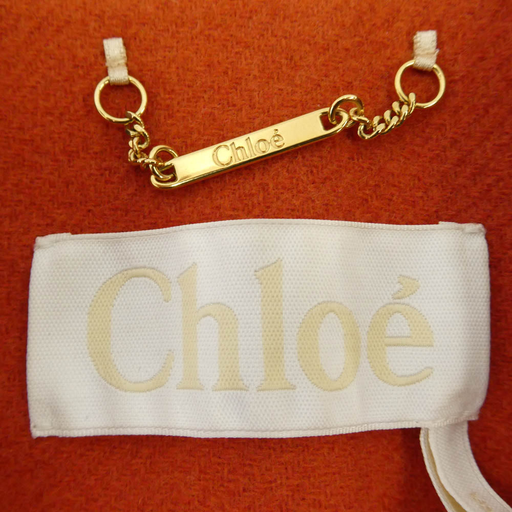 Chloe クロエ CH20SMA 1607285336 ノーカラー ショート コート オレンジ系 36【中古】