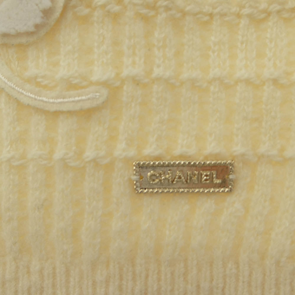 CHANEL シャネル 18AW P59732K07810 フラワー モチーフ ココマーク ロゴ カシミア混 ニット セーター アイボリー系 36【中古】