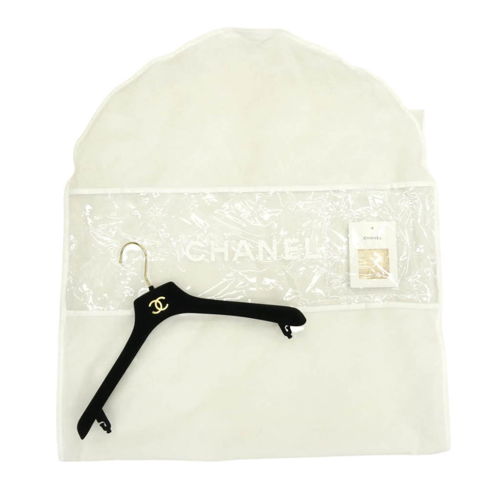 CHANEL シャネル P57660V26446 ココマークボタン ウール混 シルク混 ツイード ダブル コート オフホワイト系 38【中古】