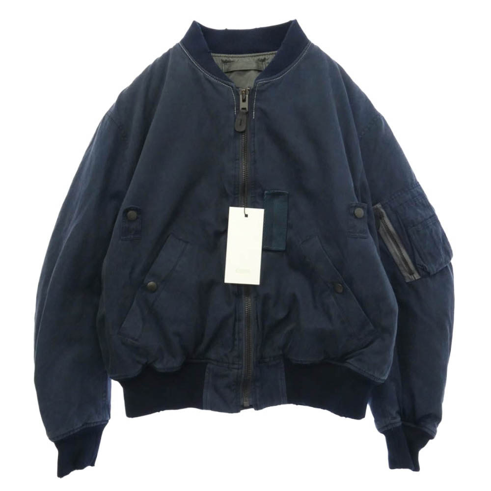 A.PRESSE アプレッセ 26AW 26AAP-01-34 VINTAGE SILK B-15C FLIGHT JACKET ヴィンテージ加工 シルクコットン リバーシブル ジップアップ フライトジャケット ボンバージャケット ブルゾン ネイビー系 1【新古品】【未使用】【中古】