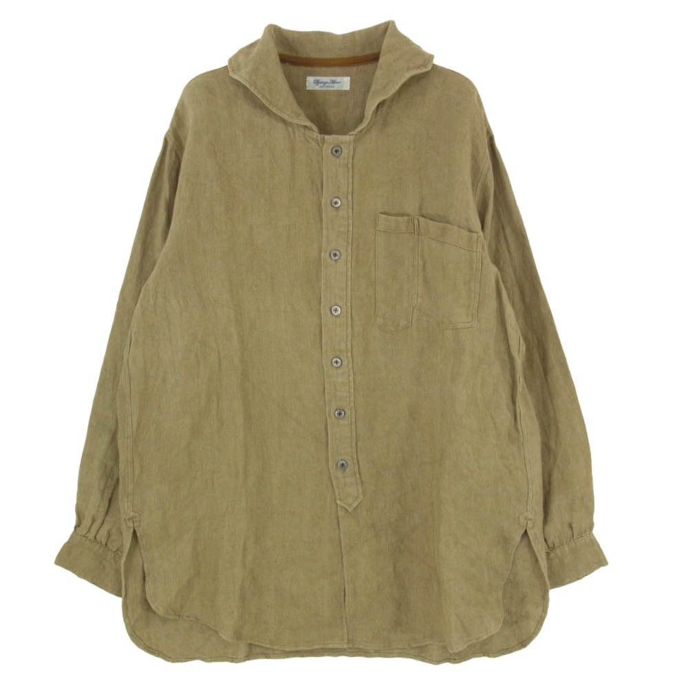 DJANGOATOUR ジャンゴアトゥール D-AL-S14 リネン ヘリンボーン ワーク 長袖 シャツ ブラウン系 M【中古】
