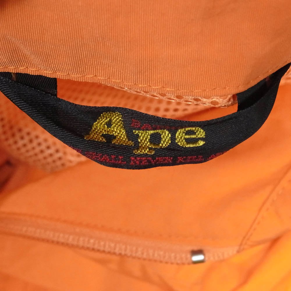 A BATHING APE アベイシングエイプ 初期 袖ジップ 半袖2Way ジャケット オレンジ系 S【中古】