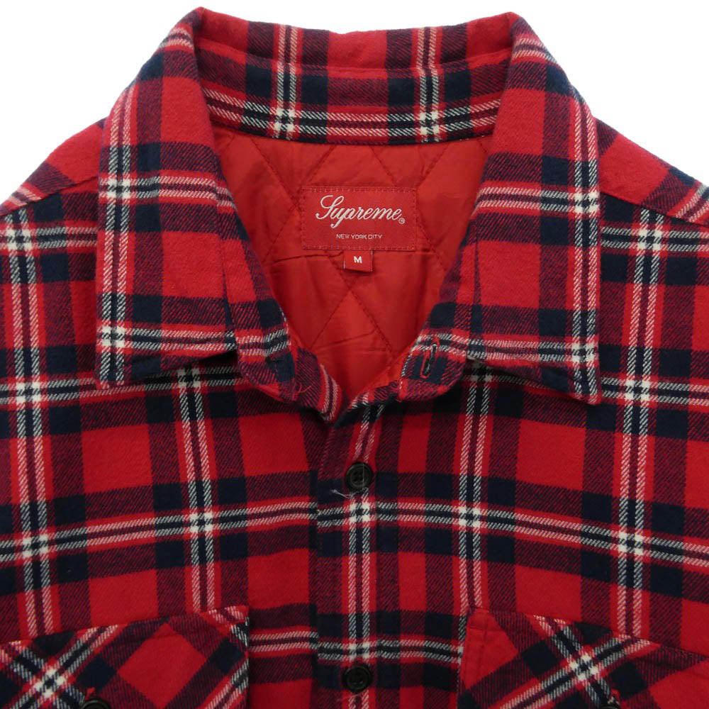 Supreme シュプリーム 19AW Arc Logo Quilted Flannel Shirt ロゴ チェック キルティング フランネル 長袖 シャツ マルチカラー系 M【中古】
