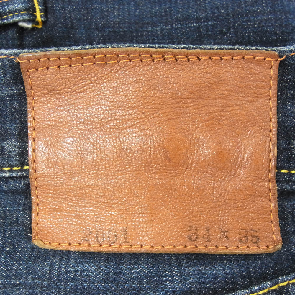 EVISU エヴィス 2001 レインボー 刺繍 カモメ セルビッチ デニム パンツ インディゴブルー系 34【中古】