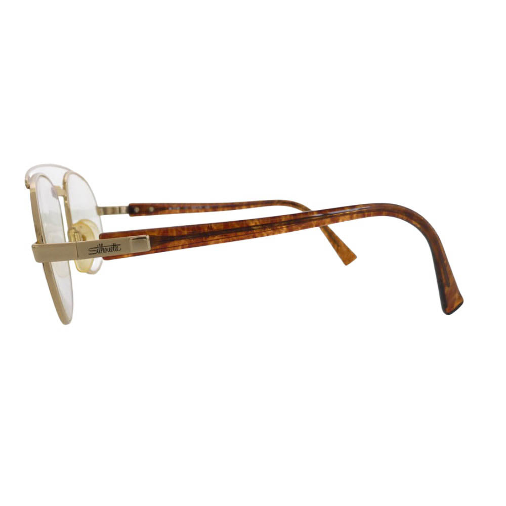 シルエット M7110 眼鏡 メガネ 度入りレンズ ゴールド系 ブラウン系 57□19 140【中古】