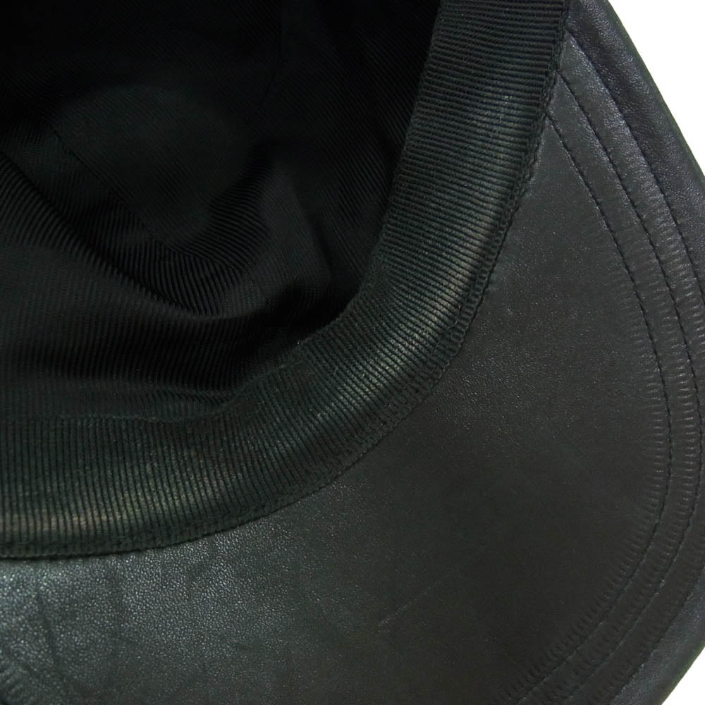 PRADA プラダ ロゴ レザー 切替 キャップ ブラック系【中古】