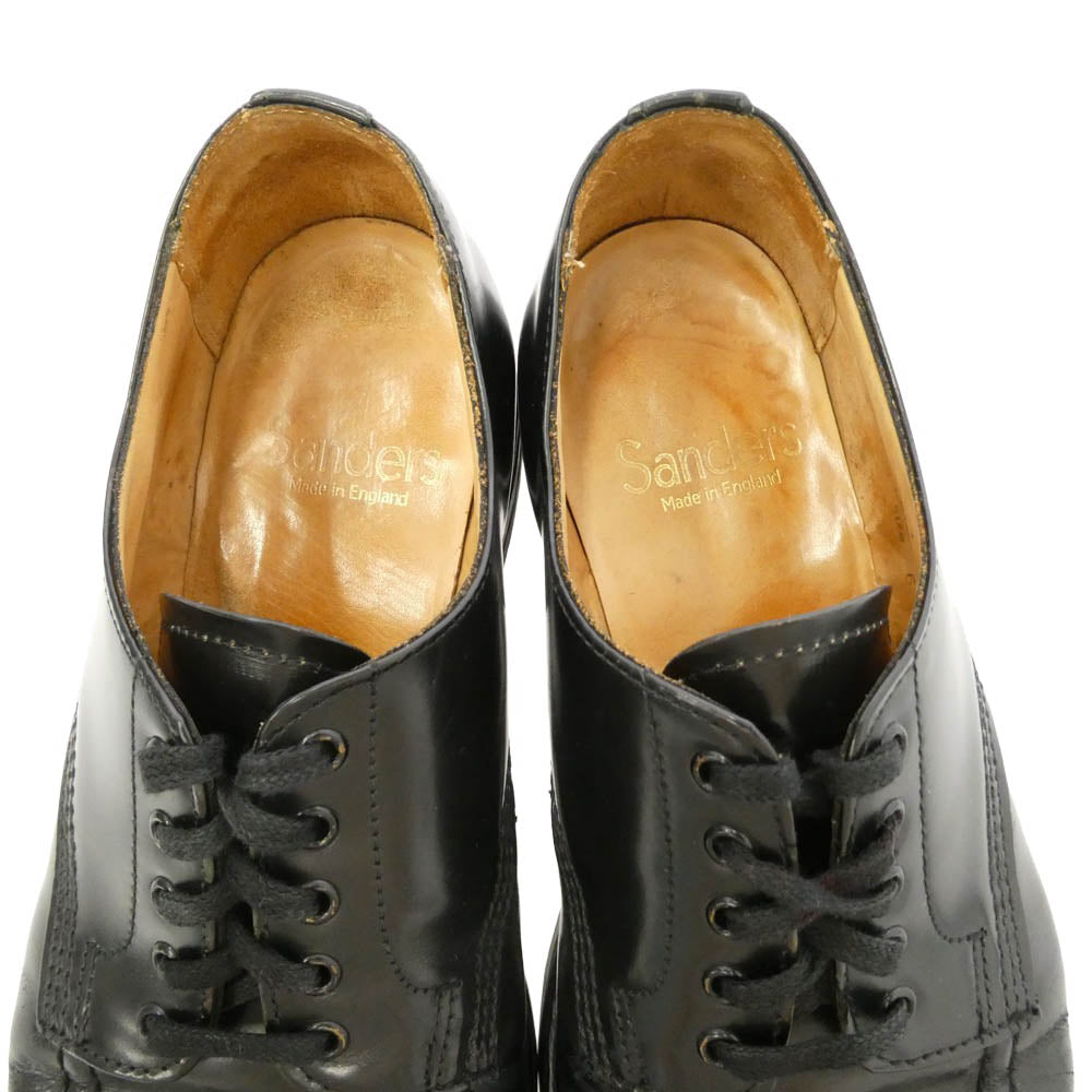 SANDERS サンダース 9251B MILITARY BROAD ARROW ブロウド アロー レザー シューズ ブラック系 6.5【中古】