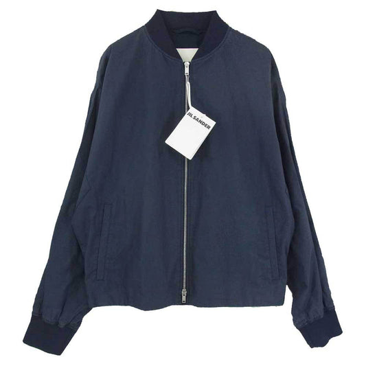 JIL SANDER ジルサンダー 20SS JSMQ420801MQ24260001 Alfred フロントジップ ナイロン ボンバージャケット ネイビー系 44【美品】【中古】