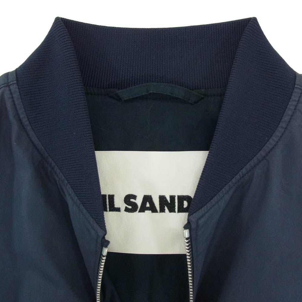 JIL SANDER ジルサンダー 20SS JSMQ420801MQ24260001 Alfred フロントジップ ナイロン ボンバージャケット ネイビー系 44【美品】【中古】