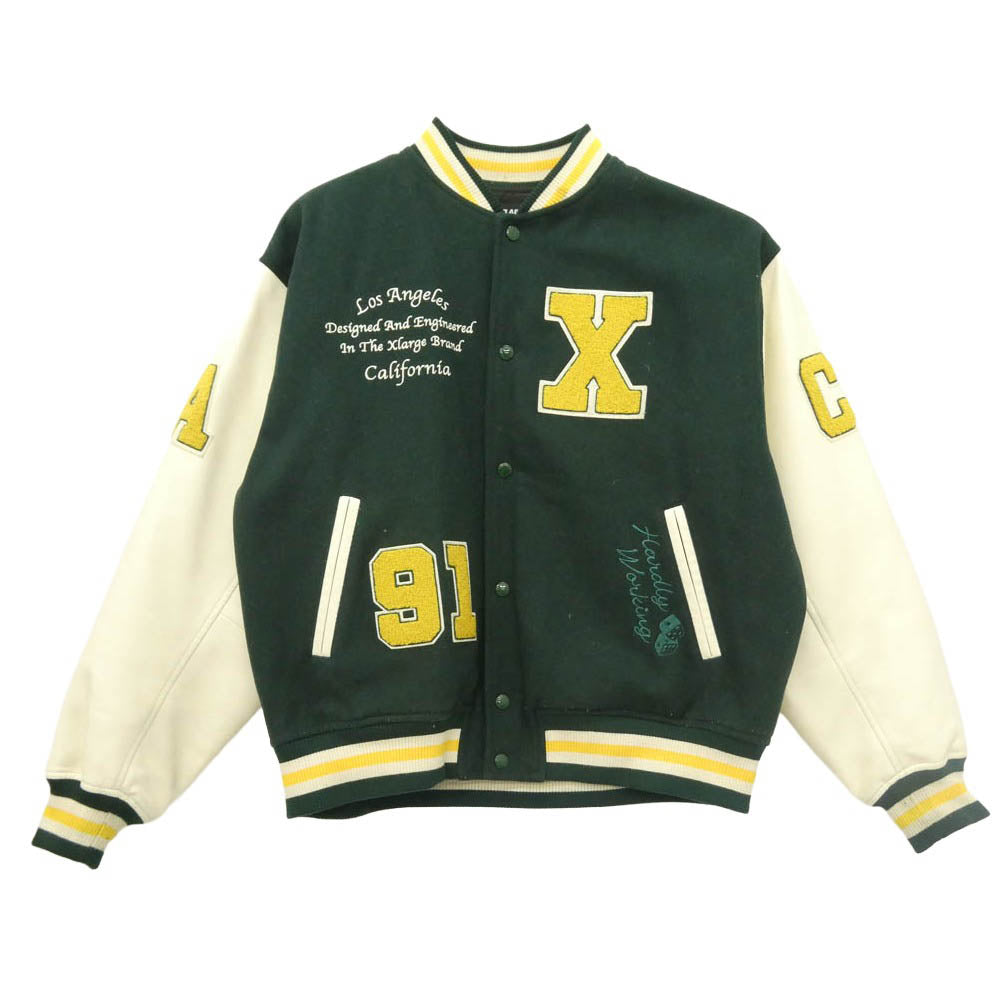 エクストララージ 101234021009 OG LOGO VARSITY JACKET ロゴ バーシティ スタジャン ジャケット ブルゾン グリーン系 L【中古】