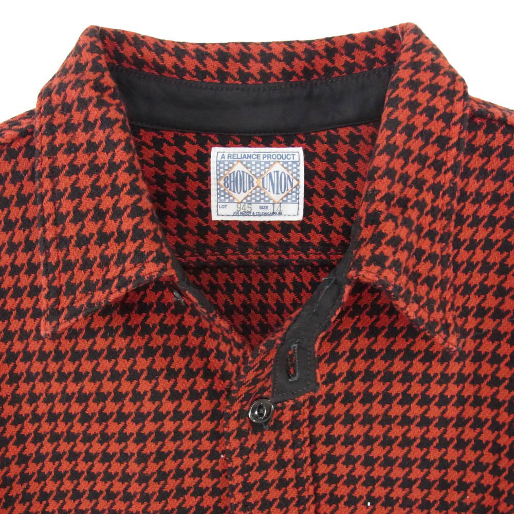 The REAL McCOY'S ザリアルマッコイズ 8HOUR UNION LOT945 千鳥格子柄 長袖 ワークシャツ レッド系 14【中古】