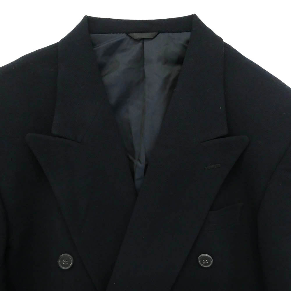 renoma レノマ 肩パット入り ウール ダブルスーツ スラックス セットアップ ダークネイビー系 50【中古】