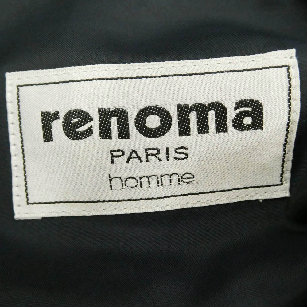 renoma レノマ 肩パット入り ウール ダブルスーツ スラックス セットアップ ダークネイビー系 50【中古】