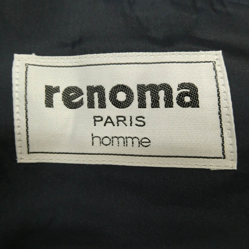 renoma レノマ 肩パット入り ウール ダブルスーツ スラックス セットアップ ダークネイビー系 50【中古】