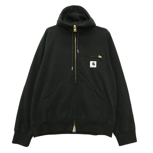 Sacai サカイ Carhartt カーハート 26SS 26-01091S x Carhartt WIP Cotton Jersey Hoodie カーハート コットン ジャージー フーディー ジップアップ パーカー ブラック系 3【中古】