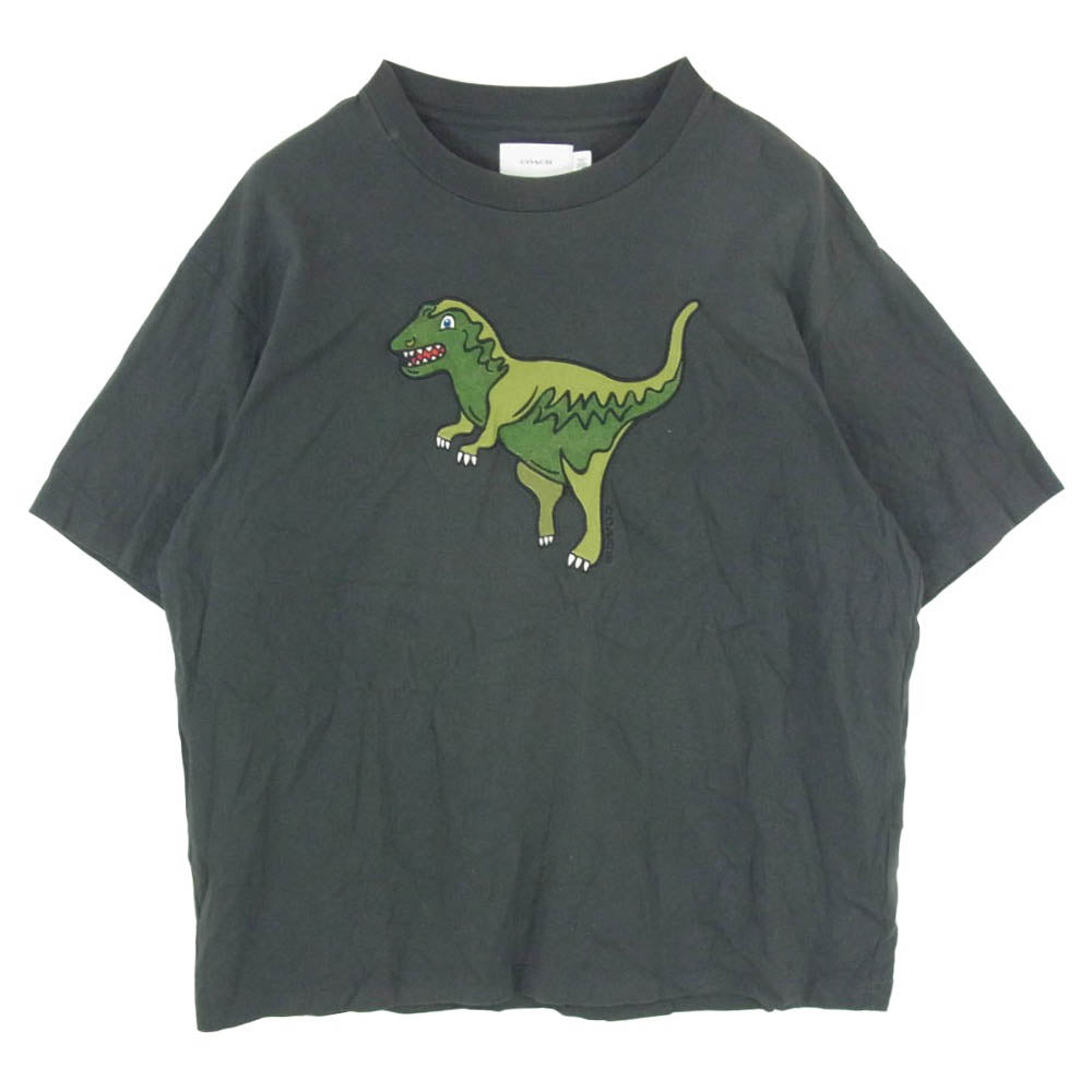 COACH コーチ 26AW CZ484 Rexy Relaxed Fit T-Shirt in Organic Cotton レキシーリラックスドフィット オーガニックコットン 恐竜刺繍 半袖Tシャツ チャコール系 L【中古】