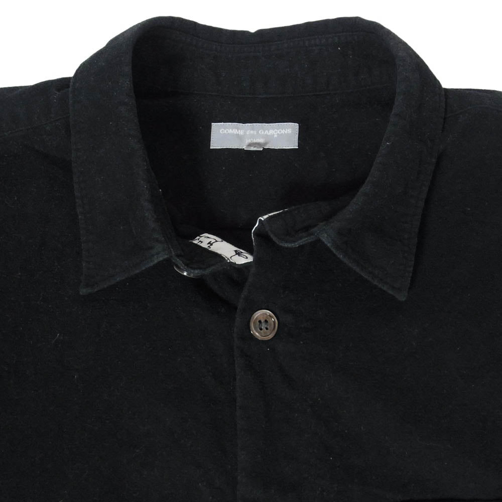 COMME des GARCONS HOMME コムデギャルソンオム AD2003 HK-B070 田中オム 03AW アーカイブ カフス裏総柄 起毛コットン 長袖シャツ ブラック系 L【中古】