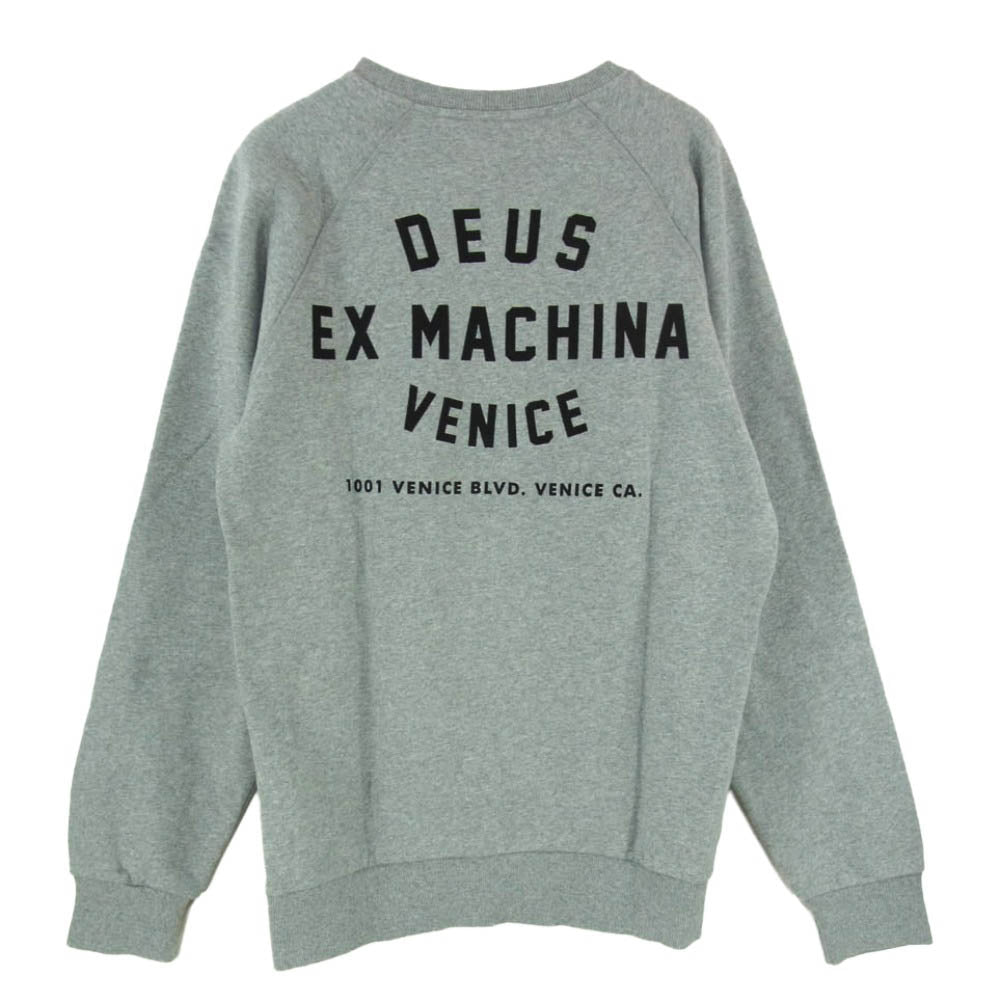 デウス エクス マキナ T-DMQ48259D ロゴ バックプリント 裏起毛 長袖 スウェット トレーナー グレー グレー系 M【美品】【中古】