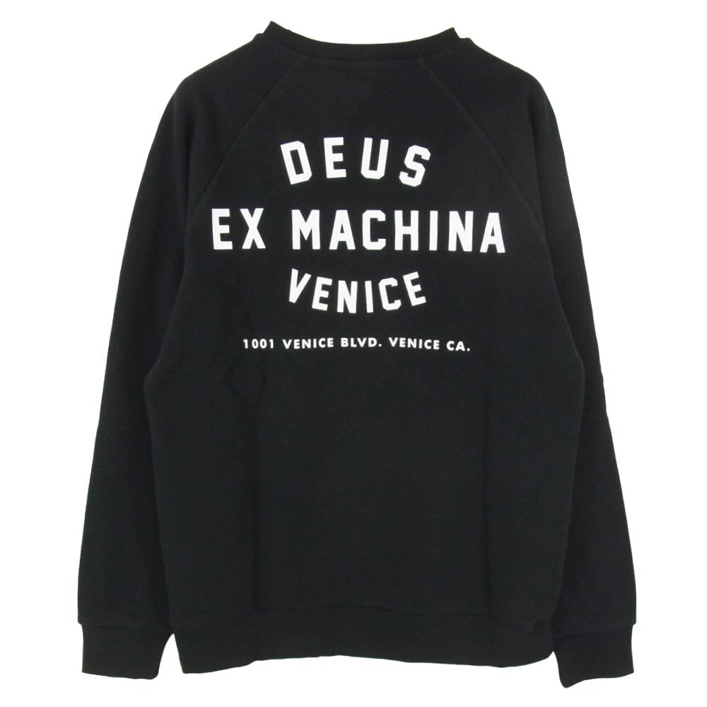 デウス エクス マキナ T-DMQ48259D ロゴ バックプリント 裏起毛 長袖 スウェット トレーナー ブラック ブラック系 M【美品】【中古】