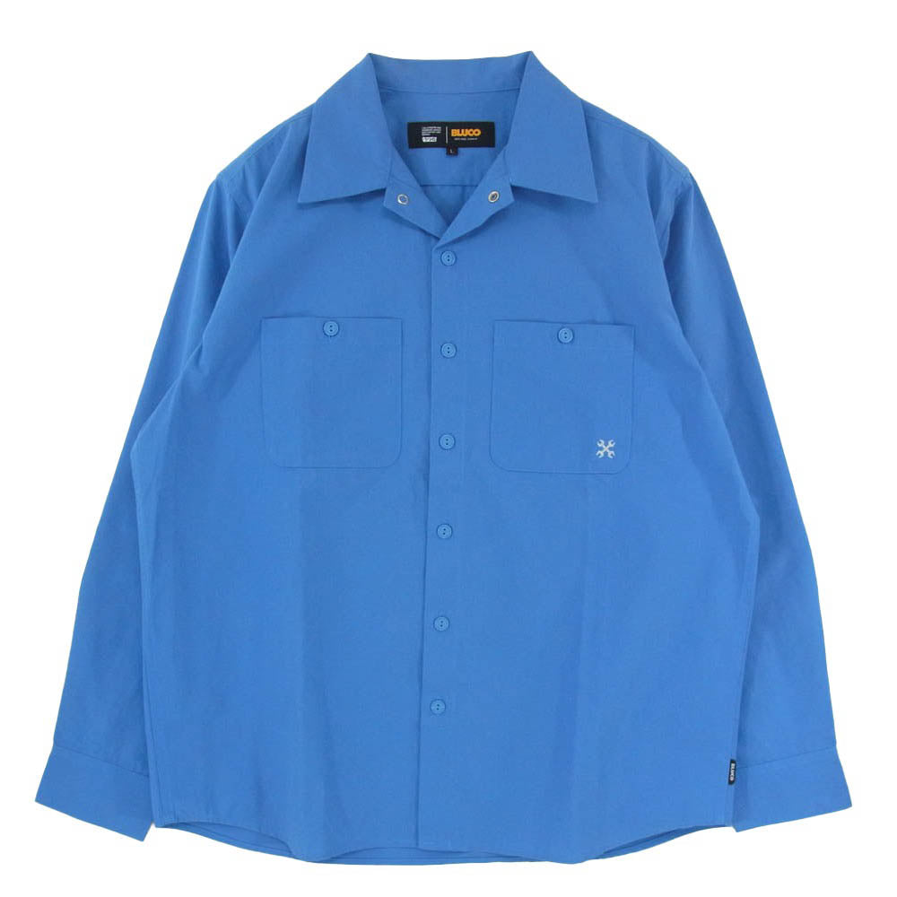 BLUCO WORK GARMENT ブルコ 145-11-109 STANDARD WORK SHIRT L/S スタンダード ワーク オープンカラー 開襟 ロングスリーブ 長袖シャツ ブルー系 L【中古】