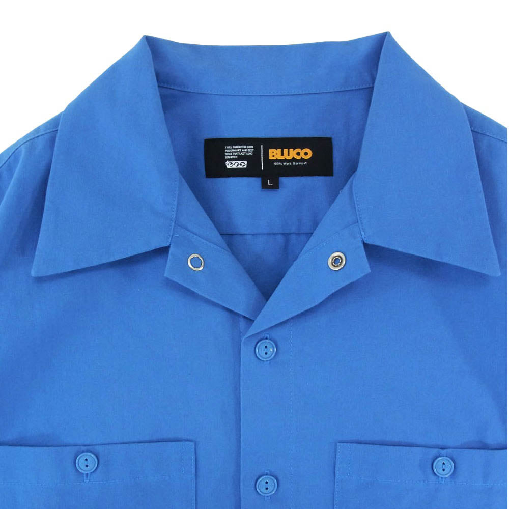 BLUCO WORK GARMENT ブルコ 145-11-109 STANDARD WORK SHIRT L/S スタンダード ワーク オープンカラー 開襟 ロングスリーブ 長袖シャツ ブルー系 L【中古】