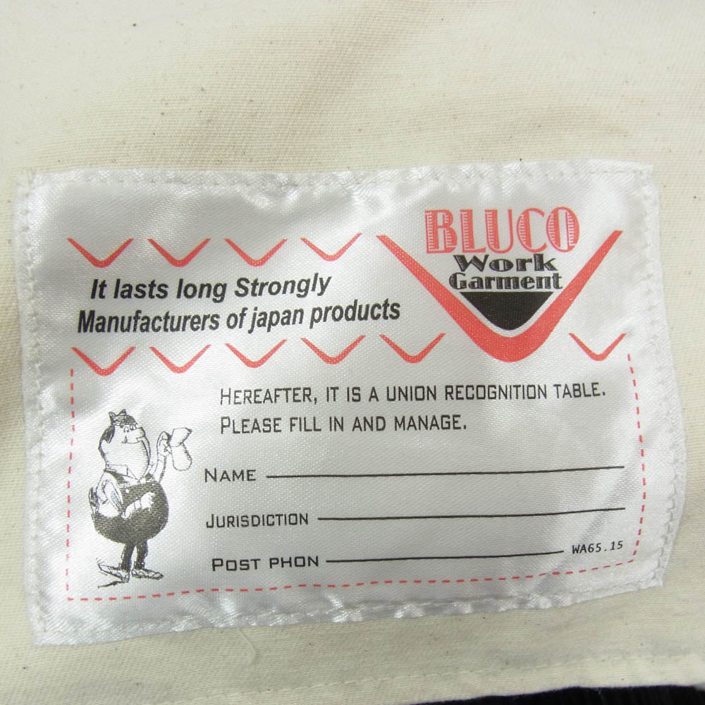BLUCO WORK GARMENT ブルコ 155-41-036 CORDUROY WORK PANTS コーデュロイ ワーク パンツ ブラック ブラック系 L【中古】
