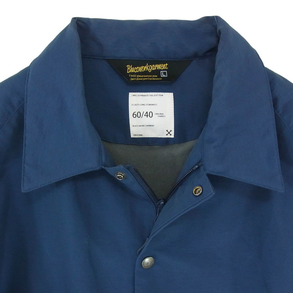 BLUCO WORK GARMENT ブルコ 141-31-041 60/40 CHIN STRAP COACH JACKET チン ストラップ コーチ ジャケット ネイビー系 L【中古】