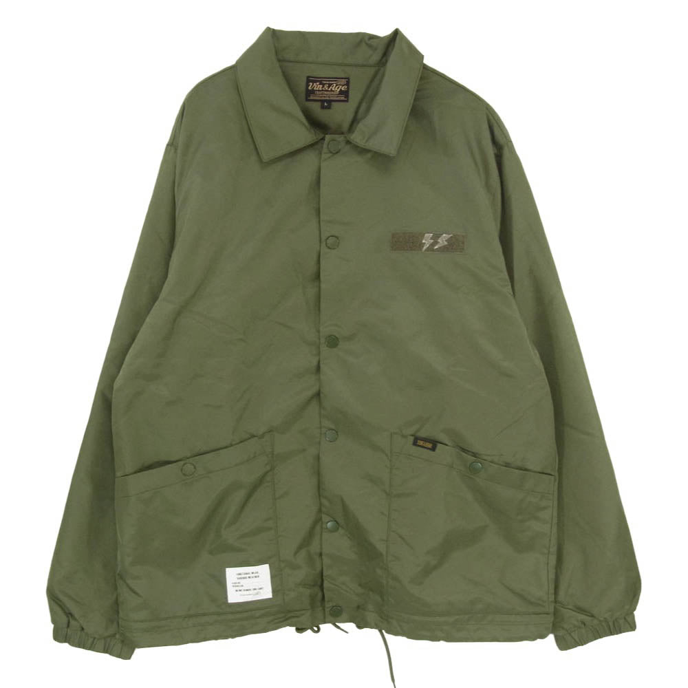 ヴィン＆エイジ TYPE VCJ1 COACH JACKET ドローコード付き コーチ ジャケット カーキ系 L【中古】