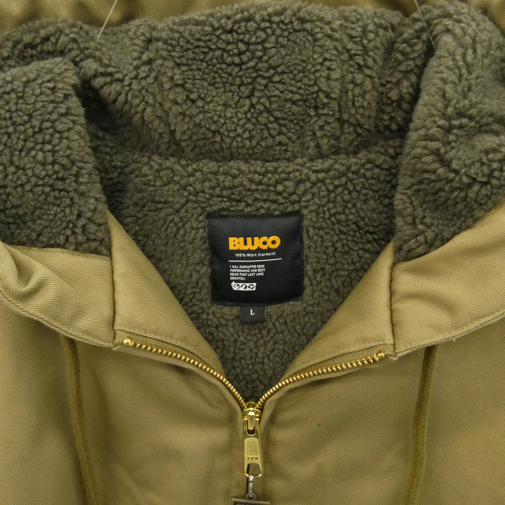 BLUCO WORK GARMENT ブルコ 24AW 147-31-052 WINTER HOODED WORK COAT ウィンター フーデット ワーク コート 内ボア ジャケット カーキ系 L【中古】