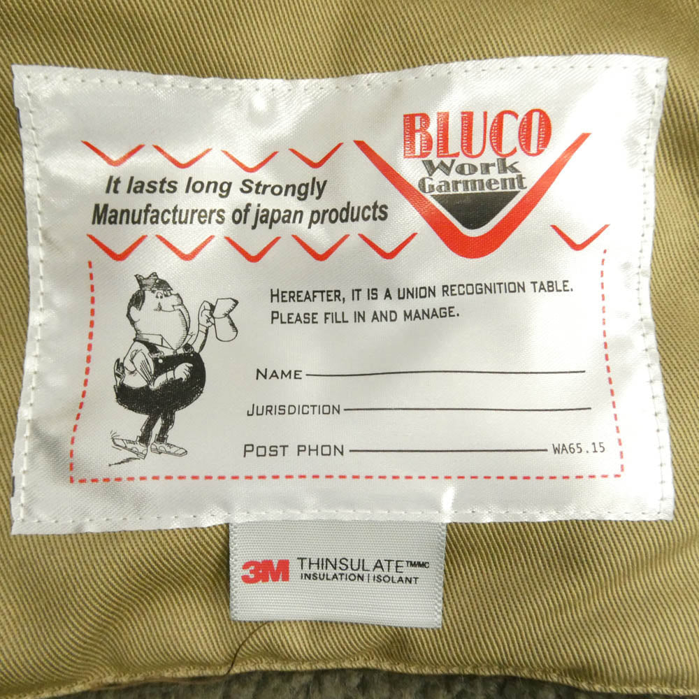 BLUCO WORK GARMENT ブルコ 24AW 147-31-052 WINTER HOODED WORK COAT ウィンター フーデット ワーク コート 内ボア ジャケット カーキ系 L【中古】