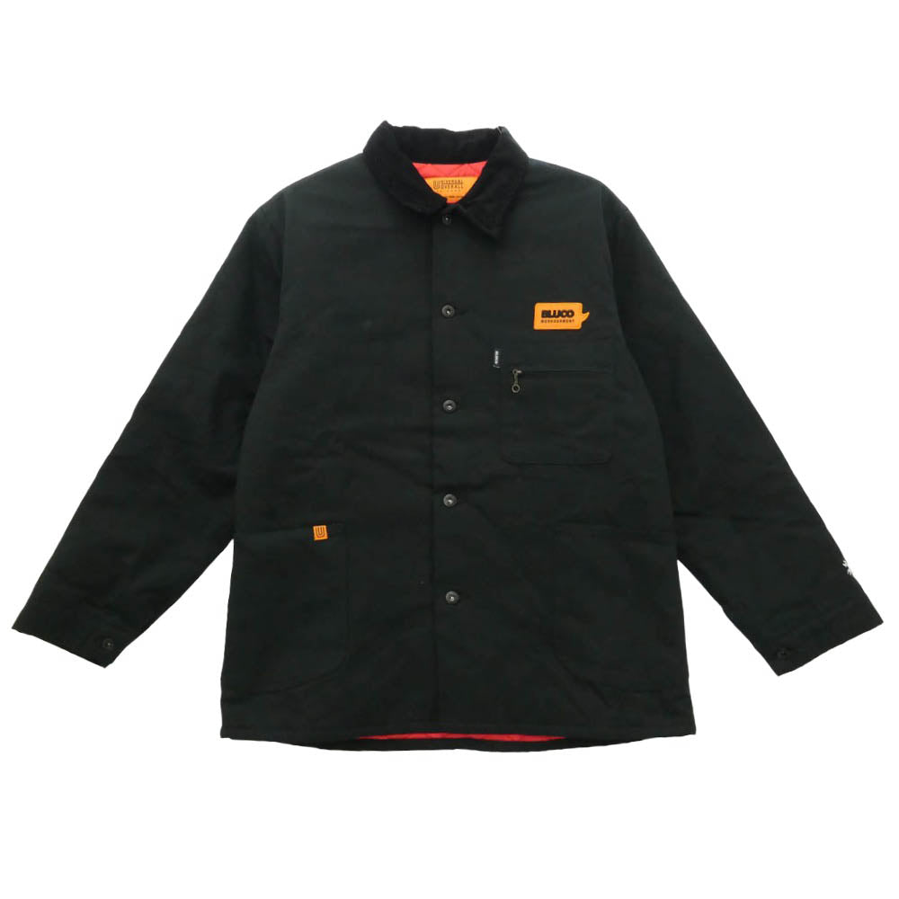 BLUCO WORK GARMENT ブルコ U2513401BU × UNIVERSAL OVERALL WORKER'S WINTER COVERALL 襟コーデュロイ 裏地キルティング カバーオール ジャケット ブラック系 L【中古】