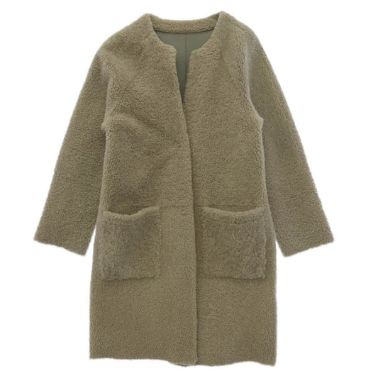 UNITED ARROWS ユナイテッドアローズ 1525-199-3045 総リアルムートン ノーカラー コート ベージュ系 表記サイズなし【美品】【中古】