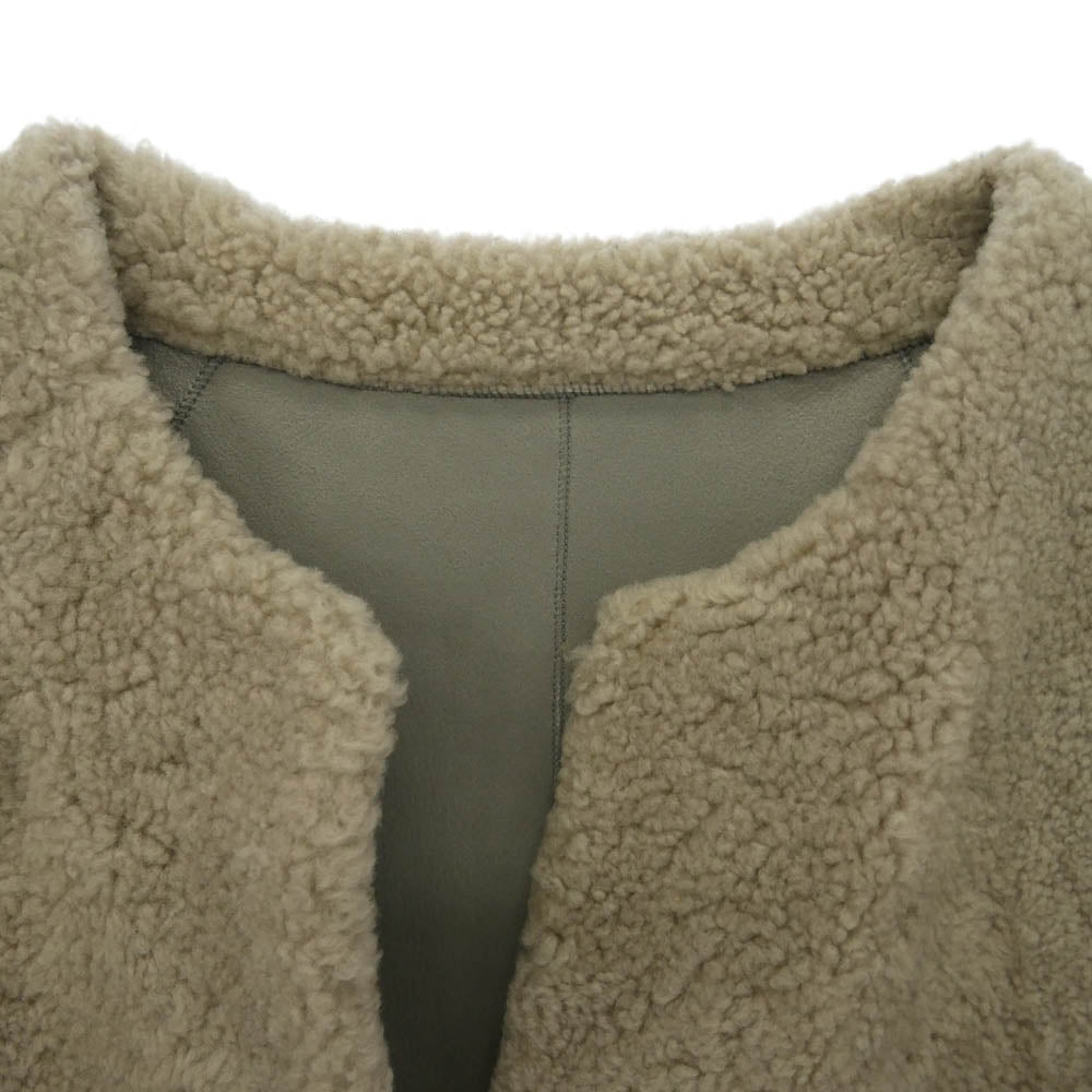 UNITED ARROWS ユナイテッドアローズ 1525-199-3045 総リアルムートン ノーカラー コート ベージュ系 表記サイズなし【美品】【中古】