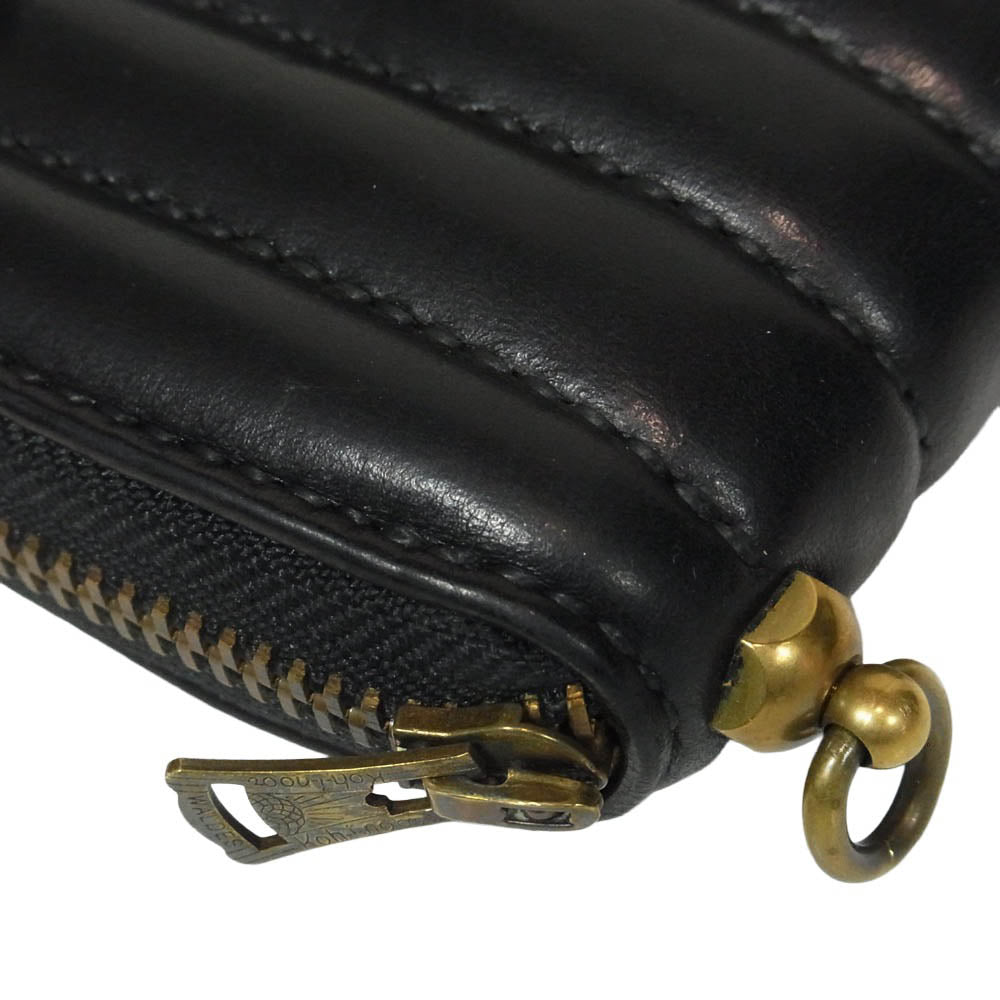 トロフィークロージング キルティングステッチ ラウントジップ レザー ショートウォレット 財布 ブラック系【中古】