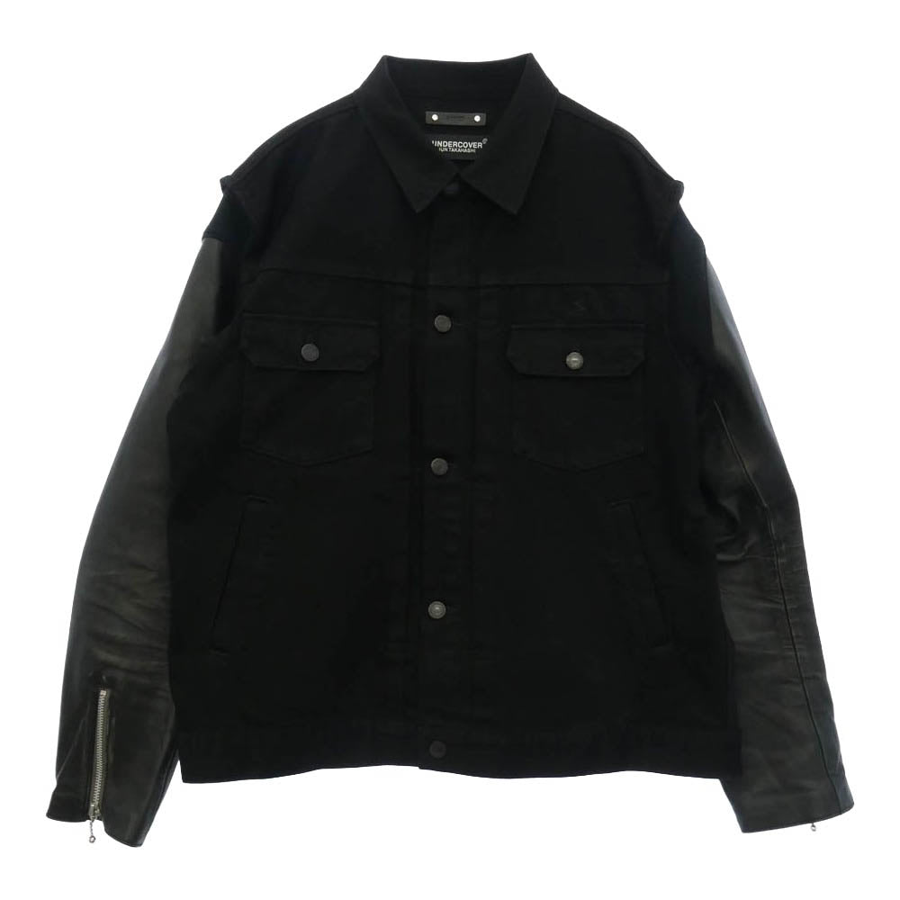 UNDERCOVER アンダーカバー MINEDENIM マインデニム 24AW UC2D9208 x MINEDENIM マインデニム Leather Sleeve Denim Jacket レザースリーブ デニムジャケット ブラック系 3【中古】