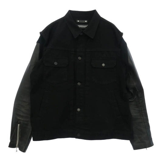 UNDERCOVER アンダーカバー MINEDENIM マインデニム 24AW UC2D9208 x MINEDENIM マインデニム Leather Sleeve Denim Jacket レザースリーブ デニムジャケット ブラック系 3【中古】