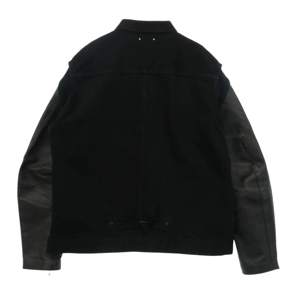 UNDERCOVER アンダーカバー MINEDENIM マインデニム 24AW UC2D9208 x MINEDENIM マインデニム Leather Sleeve Denim Jacket レザースリーブ デニムジャケット ブラック系 3【中古】