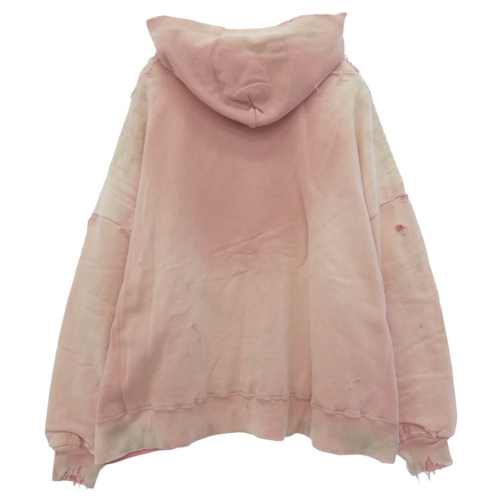モノノケメイド MT-MK8-0000-012 DOUBLE FC ZIP HOODIE ダメージ加工 ダブルフェイス ジップアップ フーディー パーカー ピンク系 XL【極上美品】【中古】